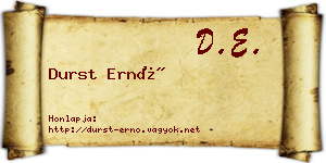 Durst Ernő névjegykártya